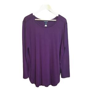Mind Code Womens Round Neck Long Sleeve Curved Hem Tunic Top Size 1XL NWT